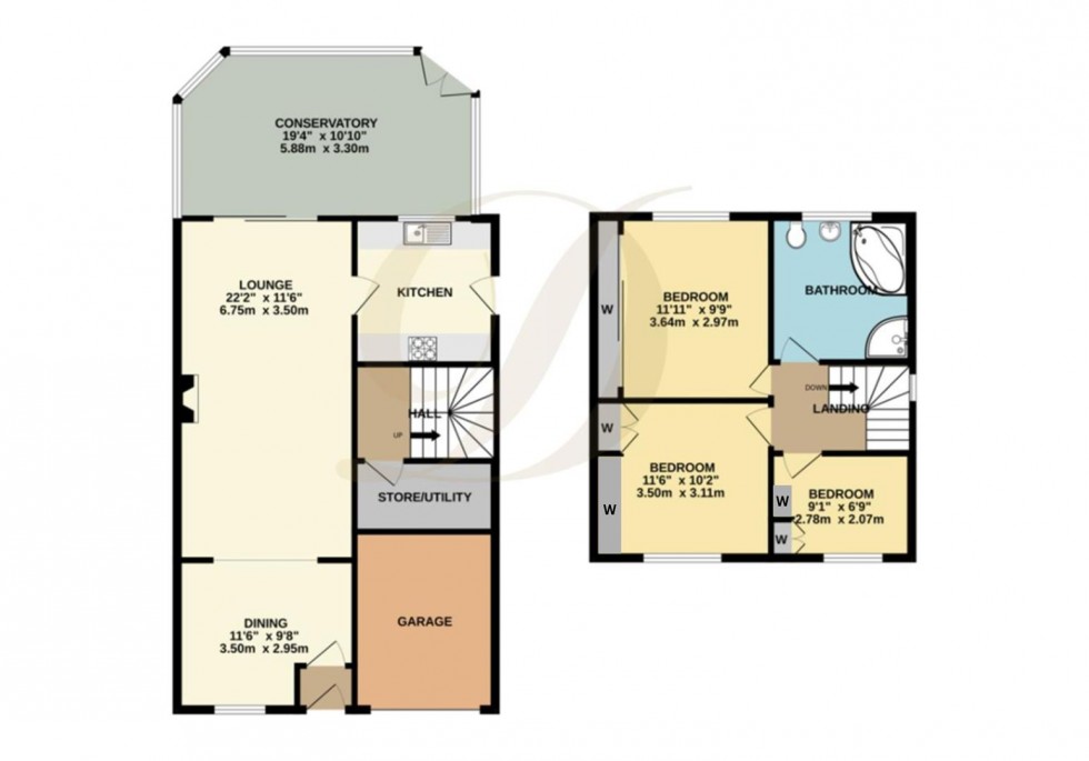Floorplan for Abbots Way, Billinge, Wigan, WN5 7SB