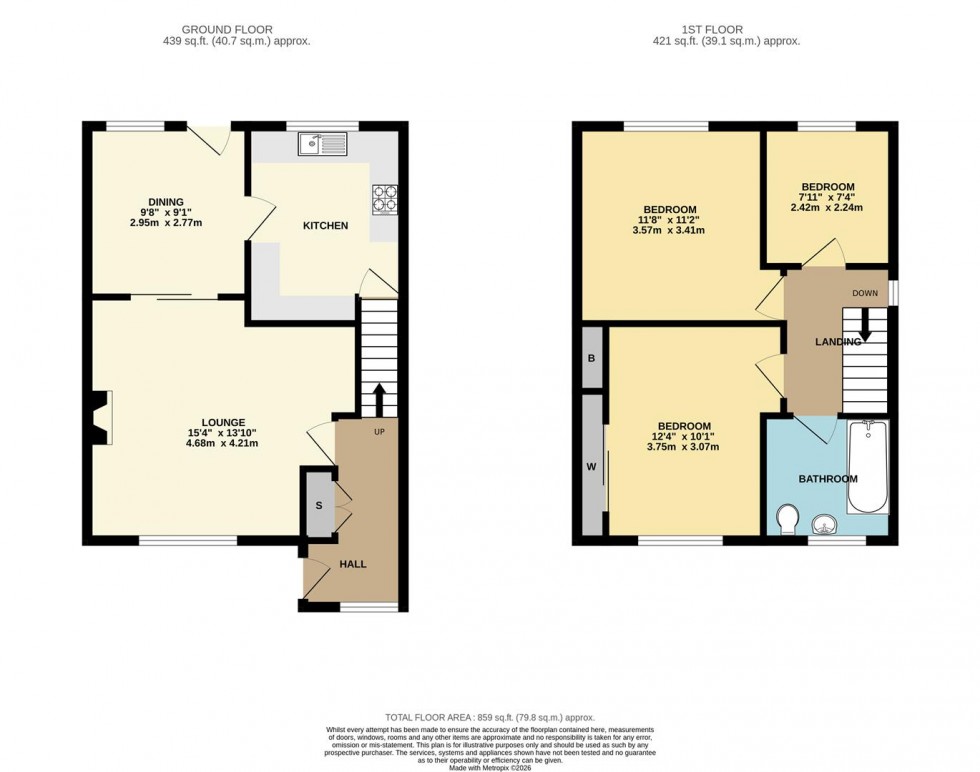 Floorplan for Central Drive, Rainford, St Helens, WA11 8DE